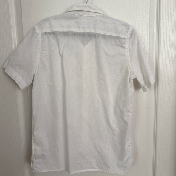 GAP Kids White Linen/Cotton Short Sleeve Button Down Shirt Size 10 - Picture 4 of 6